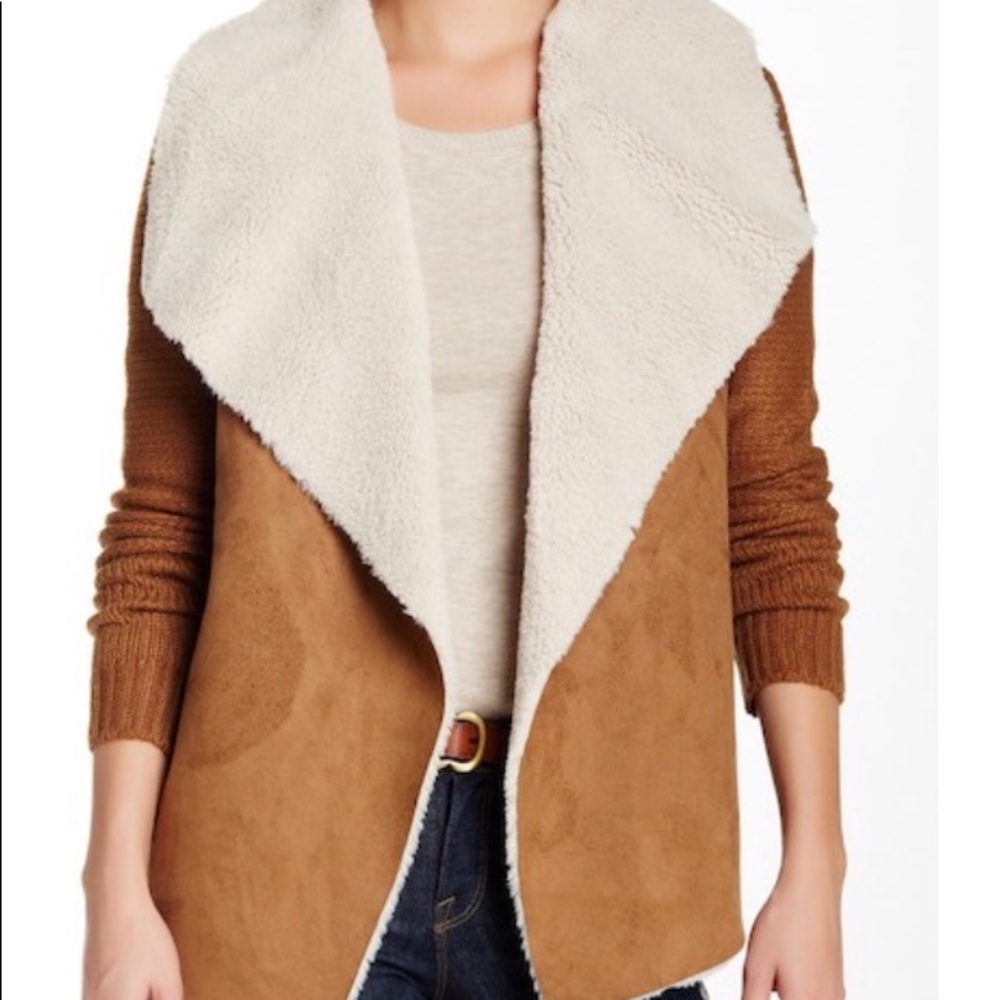 SOLD Sebby Faux Shearling Drape Jacket Sweater M